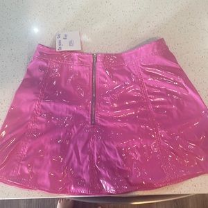 Pink leather skirt